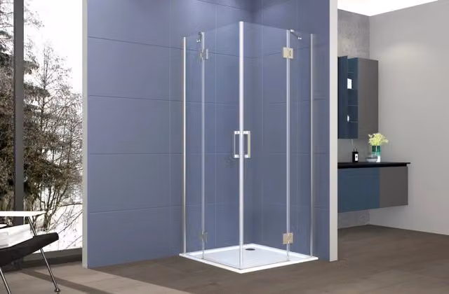 Box doccia angolare 70x80 cm apertura due ante battenti H200 cm cristalli trasparente 6 mm profilo SATINATO GIOIA