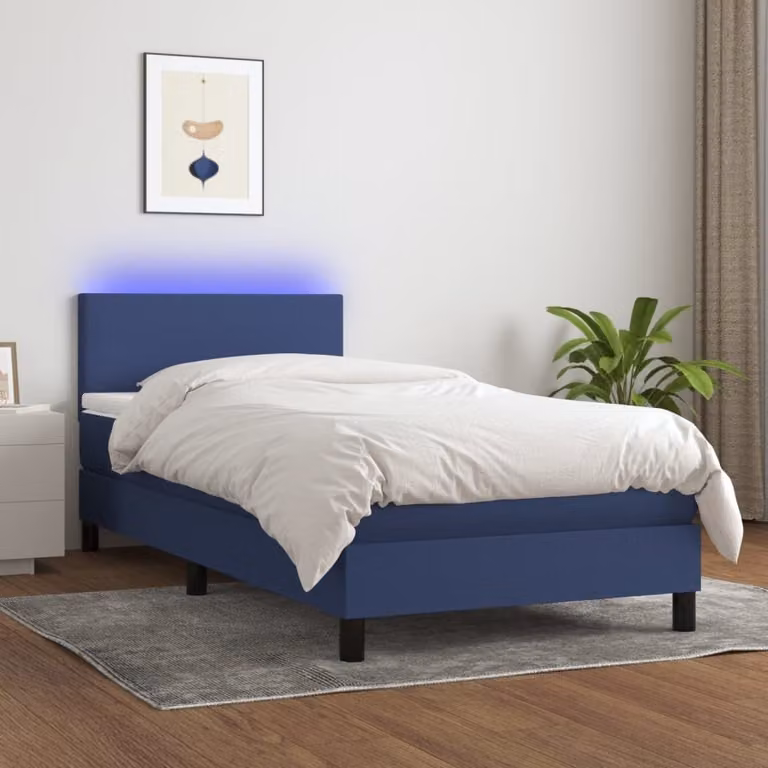 Maison Exclusive - Letto a Molle con Materasso e LED Blu 90x190 cm in Tessuto