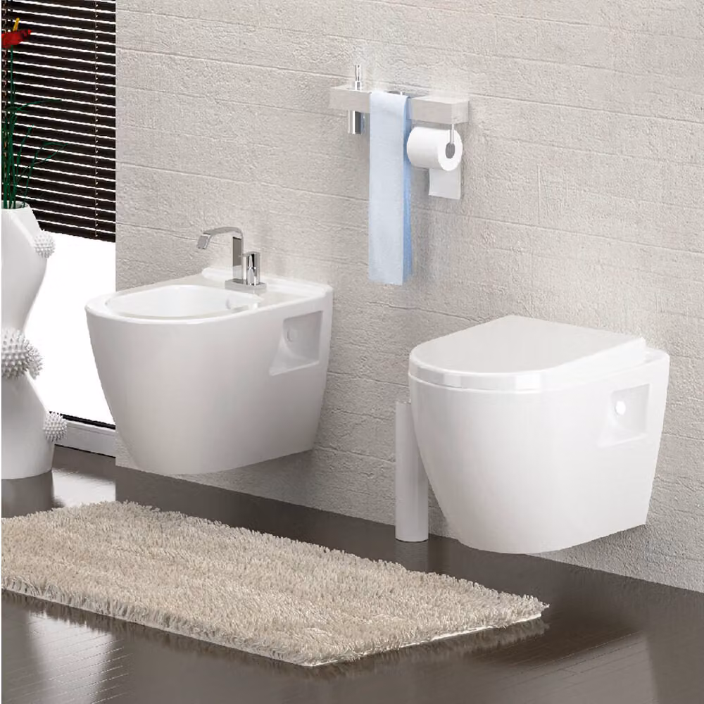 WC con doccia sospeso con funzione bidet Taharet, WC Aloni con coperchio