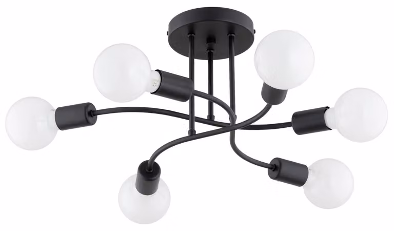 Lampada a sospensione SEJNO nera 6xE27x15W in metallo, dimensioni: 24x49x53 cm, IP20, Alfa
