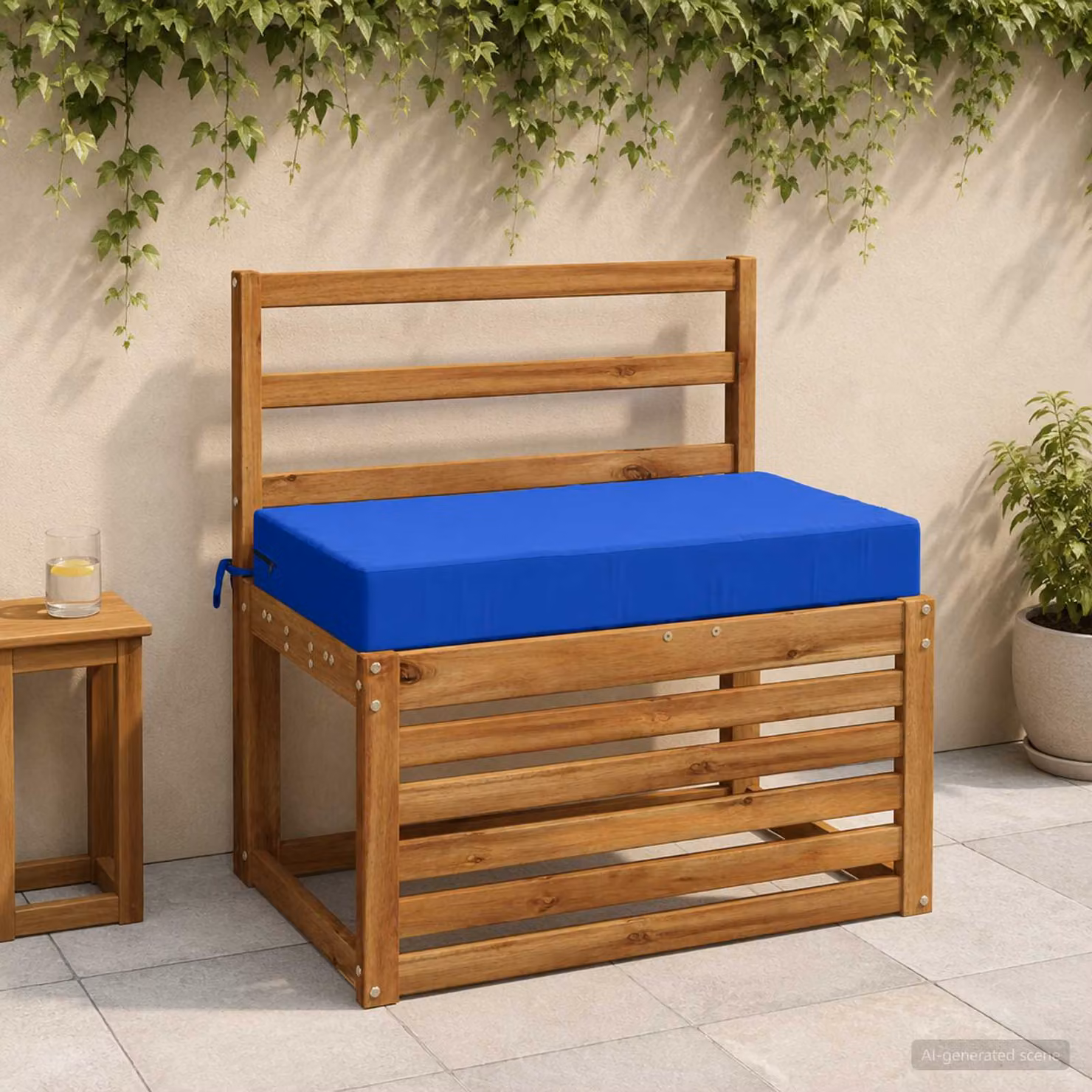 Cuscino per la seduta vidaXL SOEST in poliestere blu con rivestimento lavabile e resistente ai raggi UV