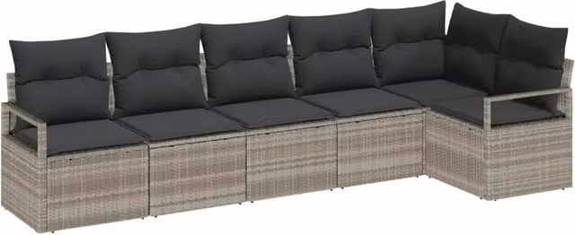 Set di divani 6 pz Grigio chiaro polyrattan 3346402