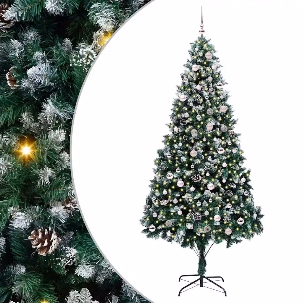 Albero di Natale artificiale classico vidaXL verde con 300 LED luce bianca calda, Altezza: 240 cm – 2