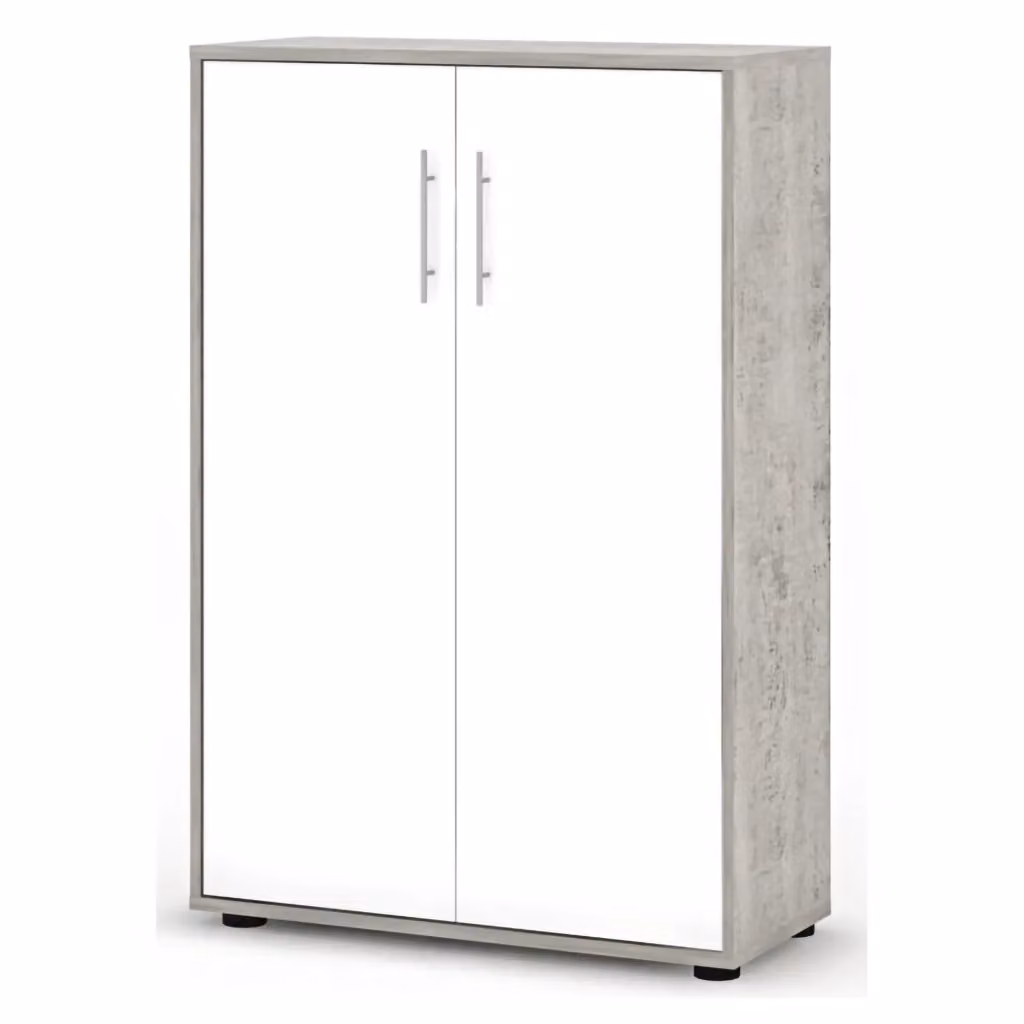 Armadio Multiuso Parabita con 2 Ante e Cassetti, Grigio Cemento, L: 79 cm, H: 118 cm, P: 34 cm – 2