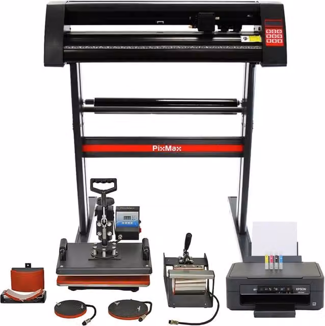 Bundle creativo PixMax 5 in 1 con pressa termica, plotter 720mm e stampante Epson per sublimazione dye-sublimation