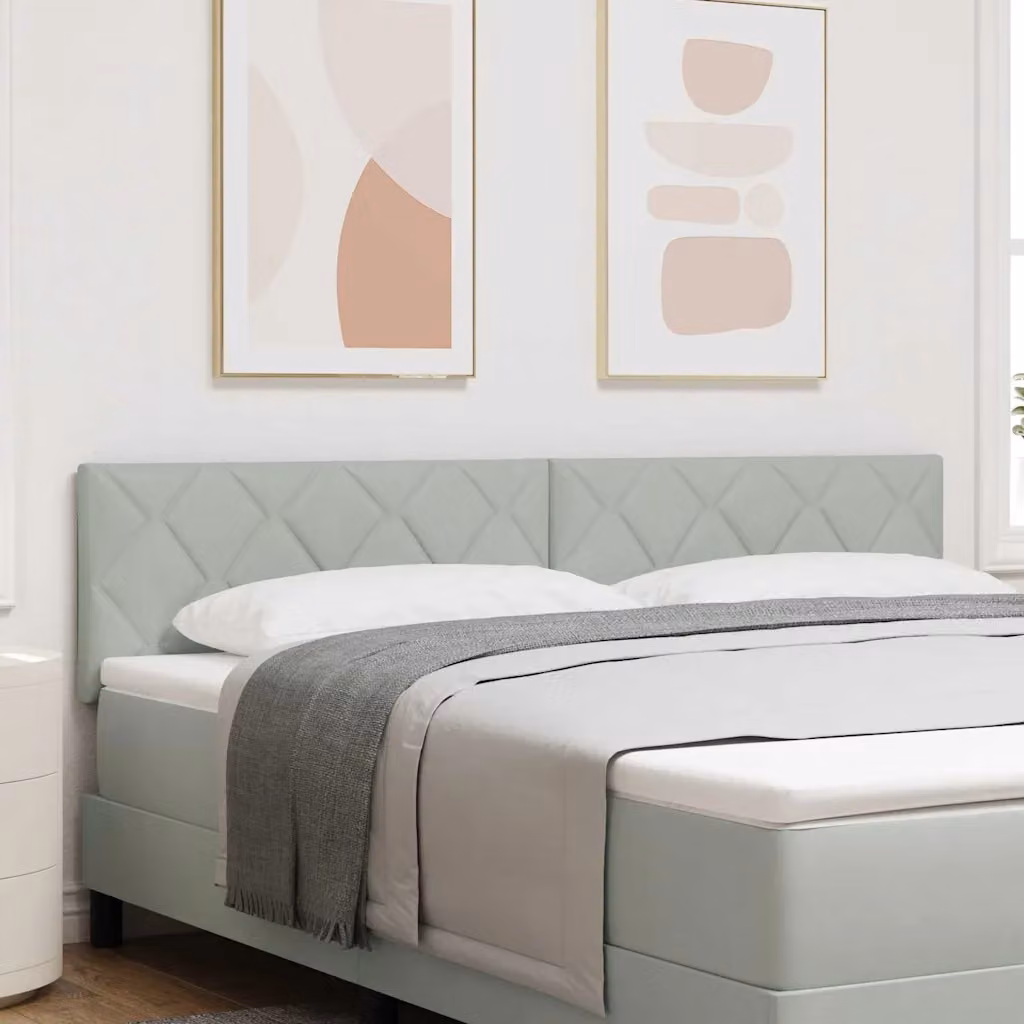 Testiera per letto con illuminazione LED vidaXL in velluto grigio chiaro, larghezza 180 cm