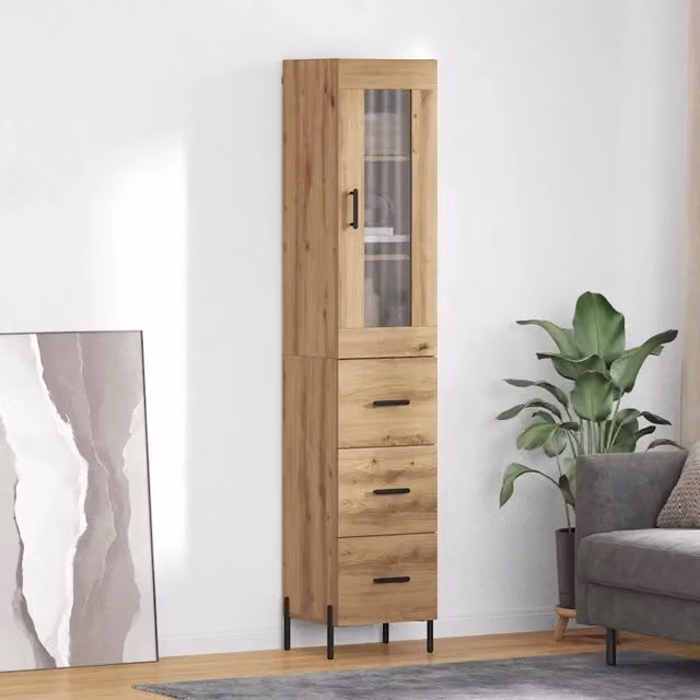 Credenza minimalista vidaXL in legno e metallo marrone per cucina e sala da pranzo L: 34,5 cm, P: 34,0 cm, H: 180,0 cm
