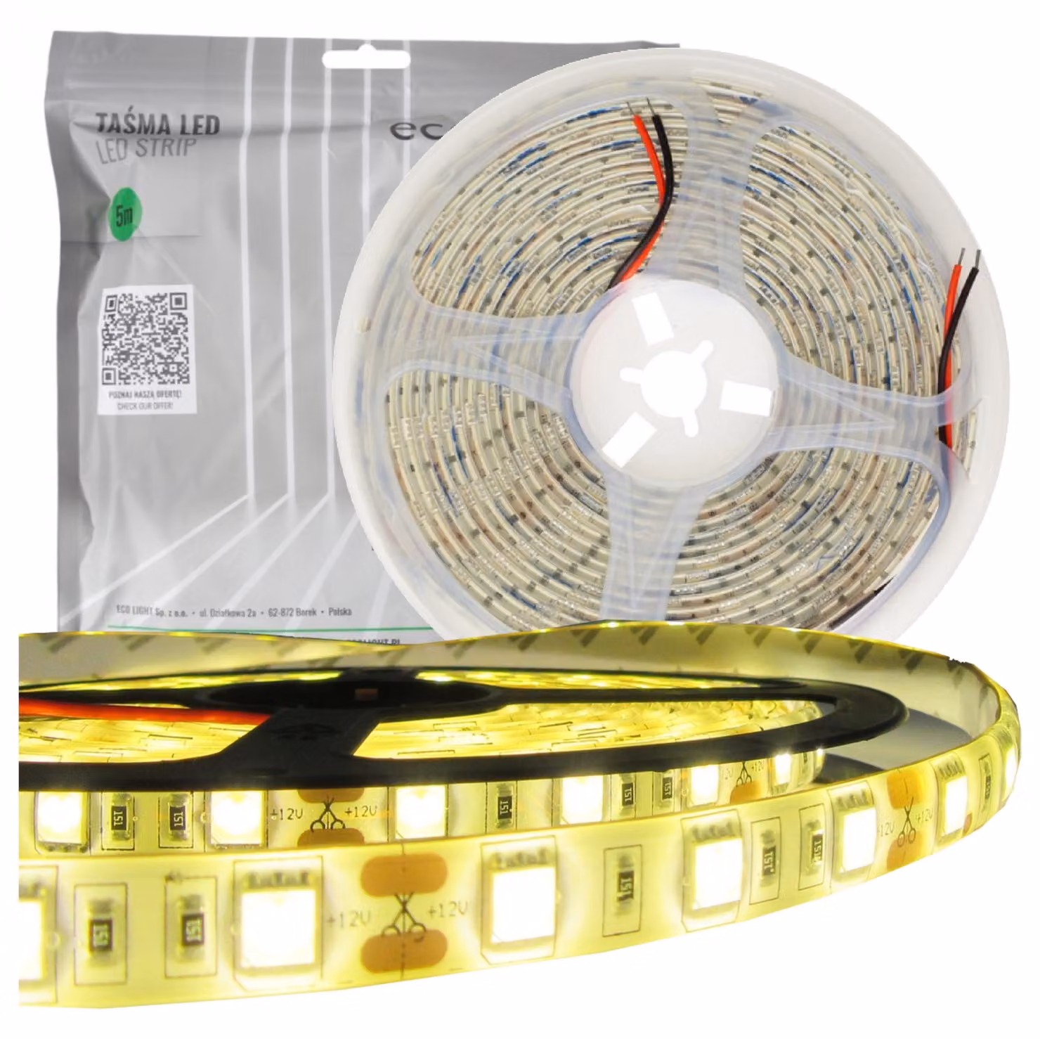 Striscia LED ermetica 12 V, bianco caldo, 72 W, 3000 K, 300 x SMD3528, EC79365, rotolo da 5 m