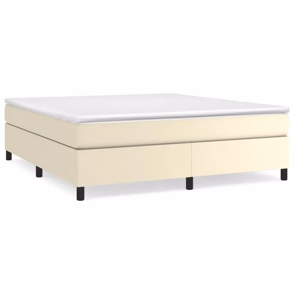 Letto Ibrido con Giroletto a Molle e Materasso vidaXL in Similpelle Beige e Bianco L/P: 160 x 200 cm – 2