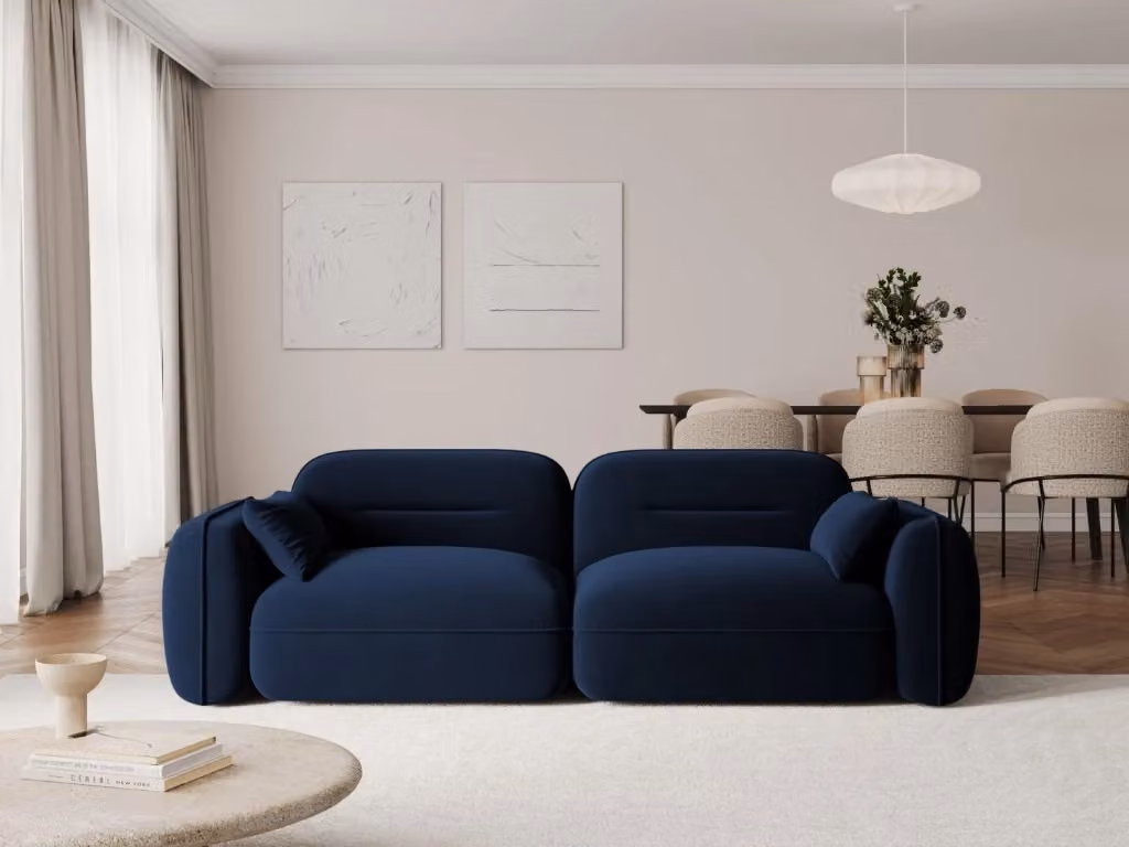Divano modulare Sydney Cosmopolitan Design a 3 posti in velluto blu L: 230 cm, P: 70 cm, H: 76 cm – 2