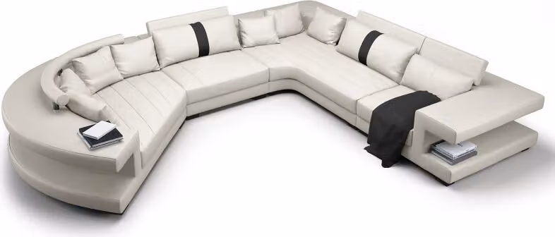 Wohnlandschaft Ecksofa Sofa Couch Polster Rundsofa Rundes Sofa Leder