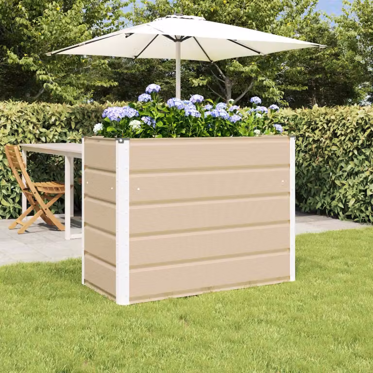 Fioriera vidaXL in acciaio zincato color beige, L: 100 cm, P: 50 cm, H: 75 cm