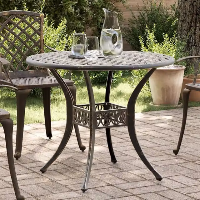 Tavolo da Giardino Bronzo Ø90x75 cm in Alluminio Pressofuso 4002807
