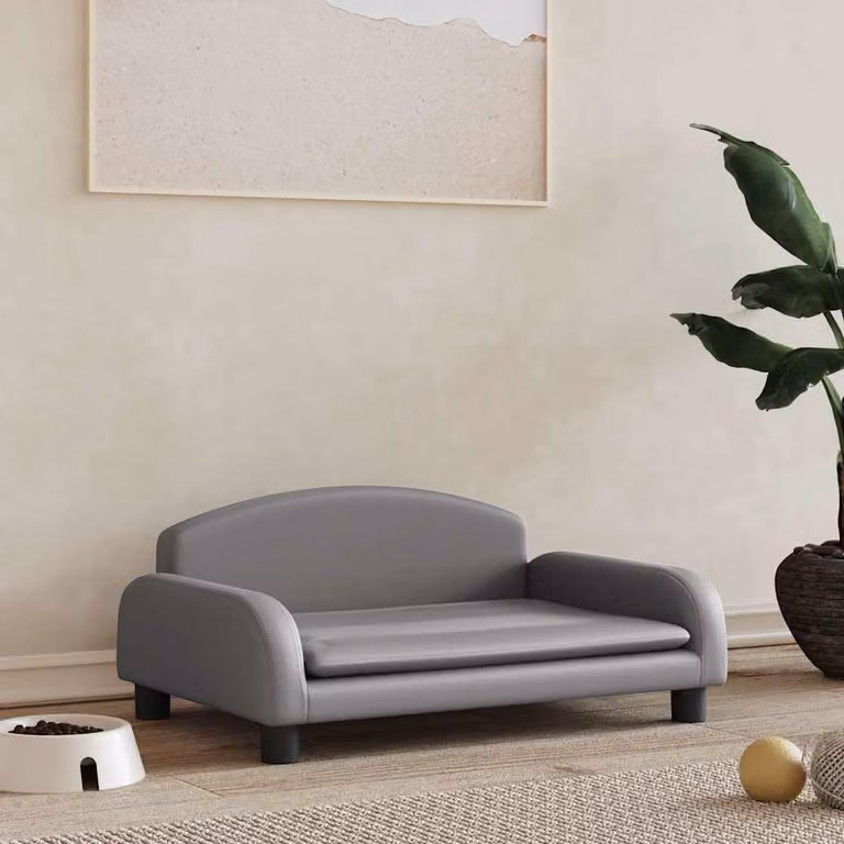 vidaXL Lettino per Cani in Similpelle Grigio L: 70 cm, P: 45 cm, H: 30 cm
