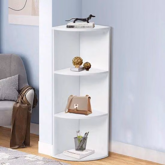 Ibenzoa® Scaffale angolare multifunzionale bianco, 3 ripiani, 29 x 24 cm, legno E1 con rivestimento in melamina – Scaffale da parete per soggiorno, cucina, ingresso e ufficio