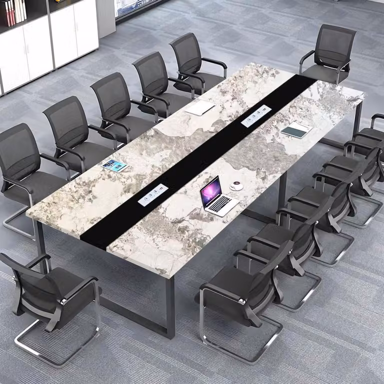 Tavolo da conferenza con sistema di gestione dei cavi, dimensioni 360x80x74 cm, design moderno, ideale per l'ufficio