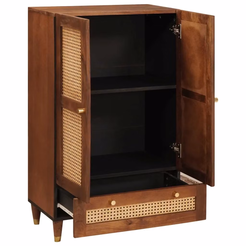 Mobile Alto Moderno vidaXL in Legno di Mango Marrone L: 60 cm, P: 33,5 cm, H: 100 cm – 2