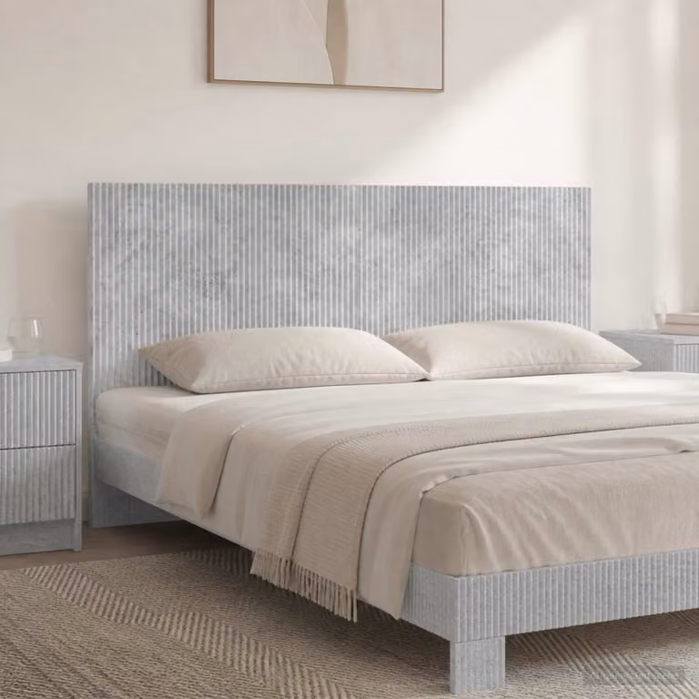 Testiera da muro vidaXL ARNHEM con ripiano integrato, Grigio Cemento, L: 140 cm, H: 50 cm, P: 3 cm