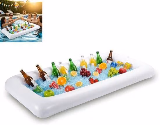 Portabicchieri in PVC galleggiante - Ideale per feste in piscina, barbecue, giornate in spiaggia - Bianco - Dimensioni: 134 x 64 cm