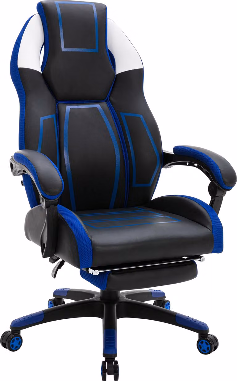Sedia da ufficio Clovis in ecopelle nera/blu