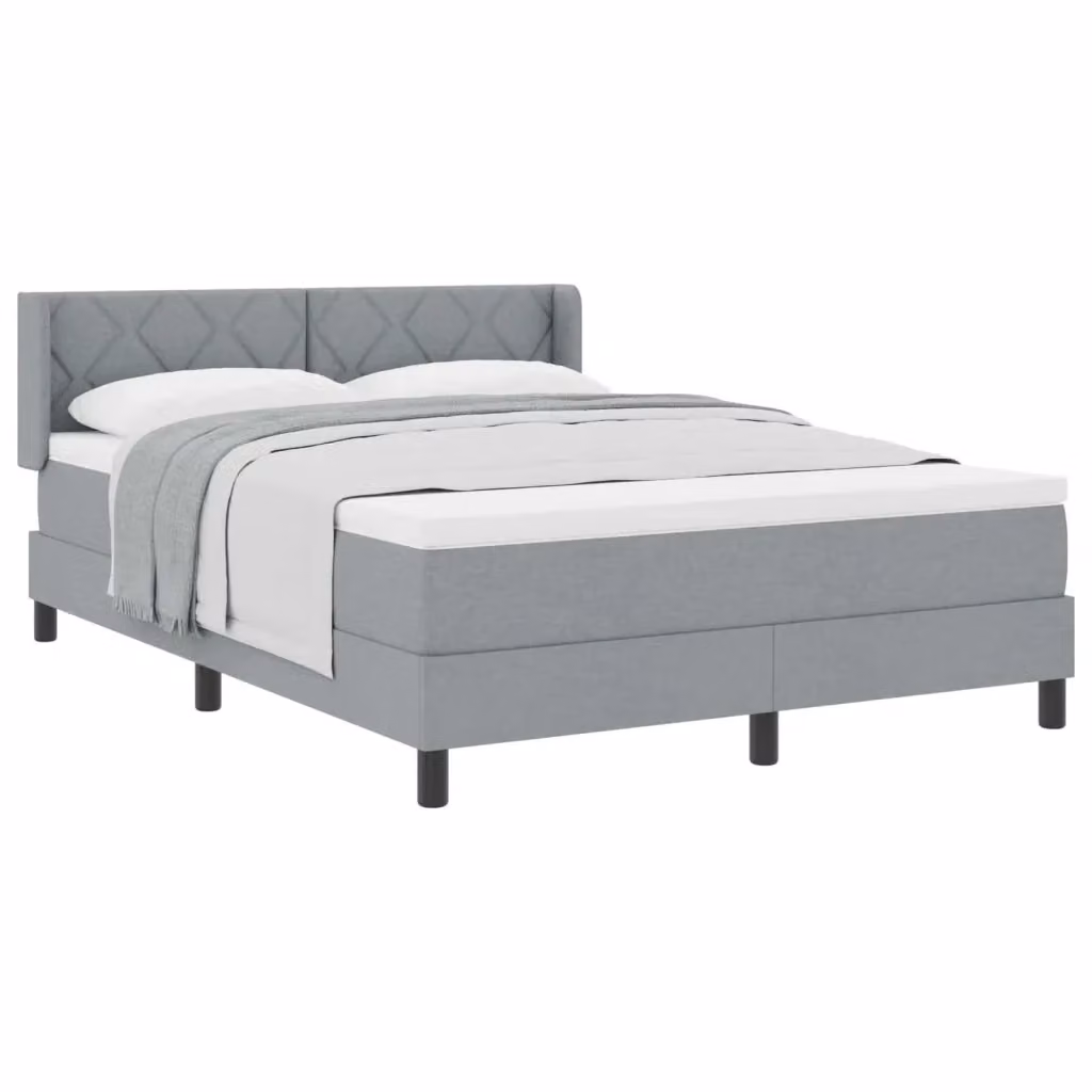 Letto a molle con testiera vidaXL in tessuto grigio L 140 x P 200 cm – 2
