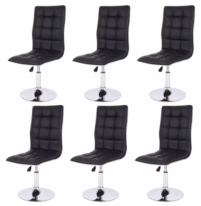 Set di 6 sedie da pranzo | A x L x P 103 x 43 x 54 cm | Altezza seduta 41 cm | Pelle finta certificata MVG | Nero | Sedia Sedia da cucina