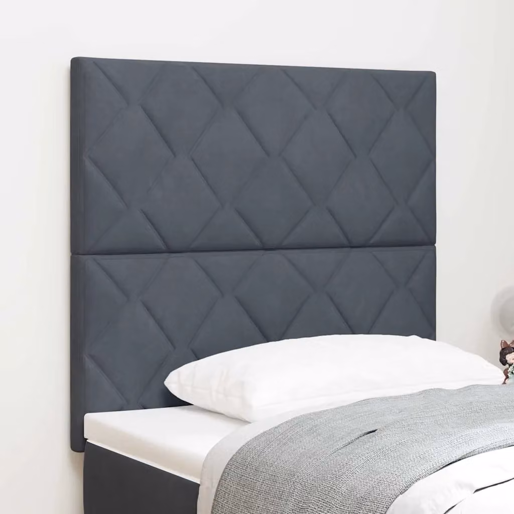 Testiera per letto vidaXL in velluto grigio scuro, Larghezza: 100 cm