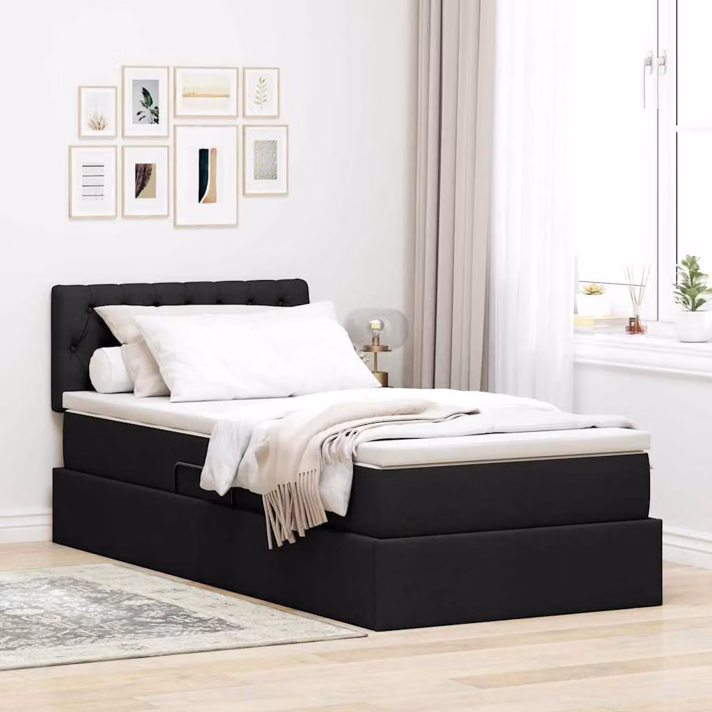 Letto con contenitore e materasso vidaXL in velluto nero L/P: 100 x 200 cm – 1