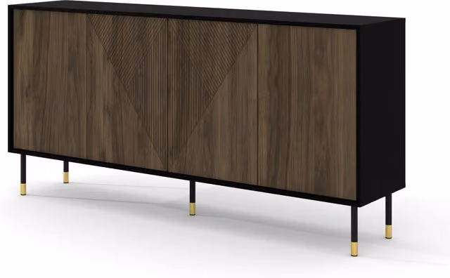 Mobile Woody 4D 180 Bim Furniture Nero Opaco e Noce Pacifico