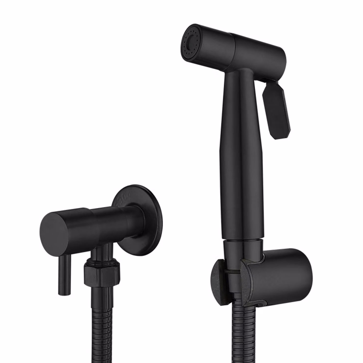set di pistole a spruzzo per WC in acciaio inox 304, doccetta a pressione, risparmio idrico, adesivo incluso, installazione senza foratura, nero