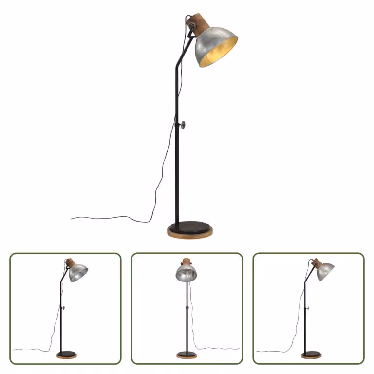 The Living Store Lampada da terra 25 W Vintage Argento 30x30x100-150 cm E27