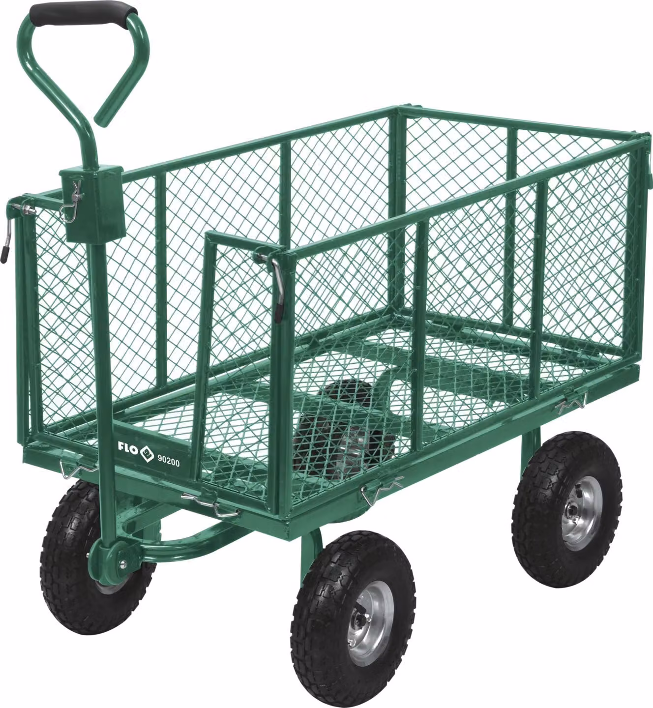 Carrello da giardino 95x50x40 cm, fino a 300 kg, carrello a mano, carrello da trasporto con pareti in metallo