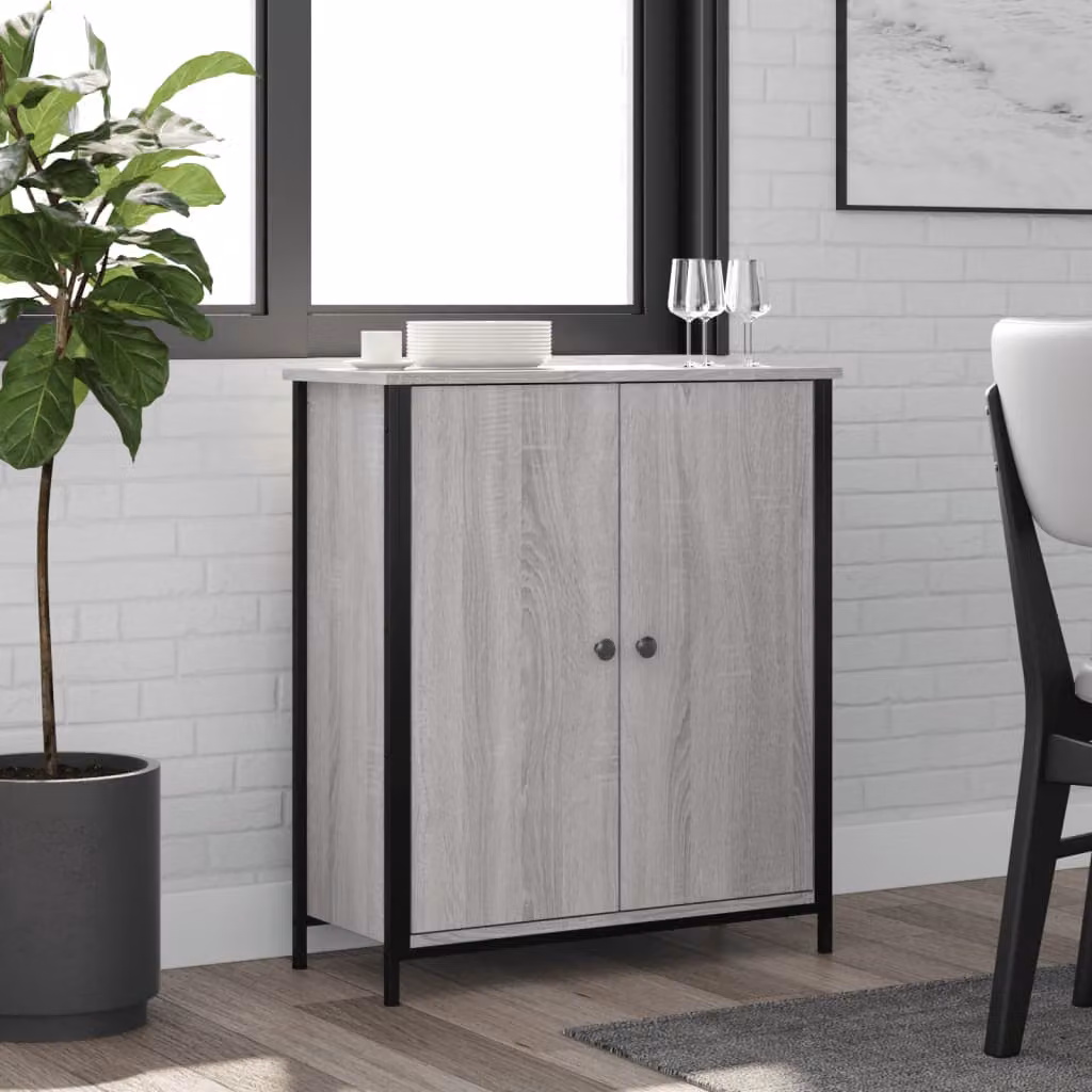 Credenza vidaXL in legno multistrato e metallo, Grigio, L 70 cm x P 30 cm x H 80 cm