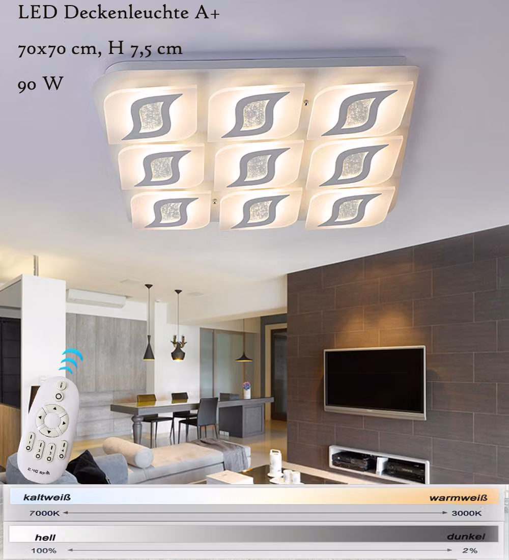 XW245WJ Plafoniera LED con telecomando Colore della luce/luminosità regolabile