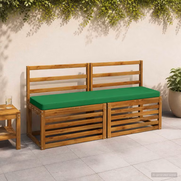 Set di 2 cuscini per panchina vidaXL VUGHT in poliestere verde con rivestimento rimovibile e resistente ai raggi UV