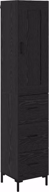 Credenza Buffet da pranzo moderna in legno multistrato Rovere e Nero L/P/H: 34,5 x 34 x 180 cm
