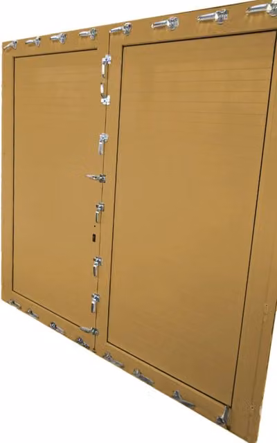 Porta antiallagamento Stop Allagamenti su misura con inserto in vetro in alluminio e acciaio, Altezza: 160-220 cm, Larghezza: 150-180 cm