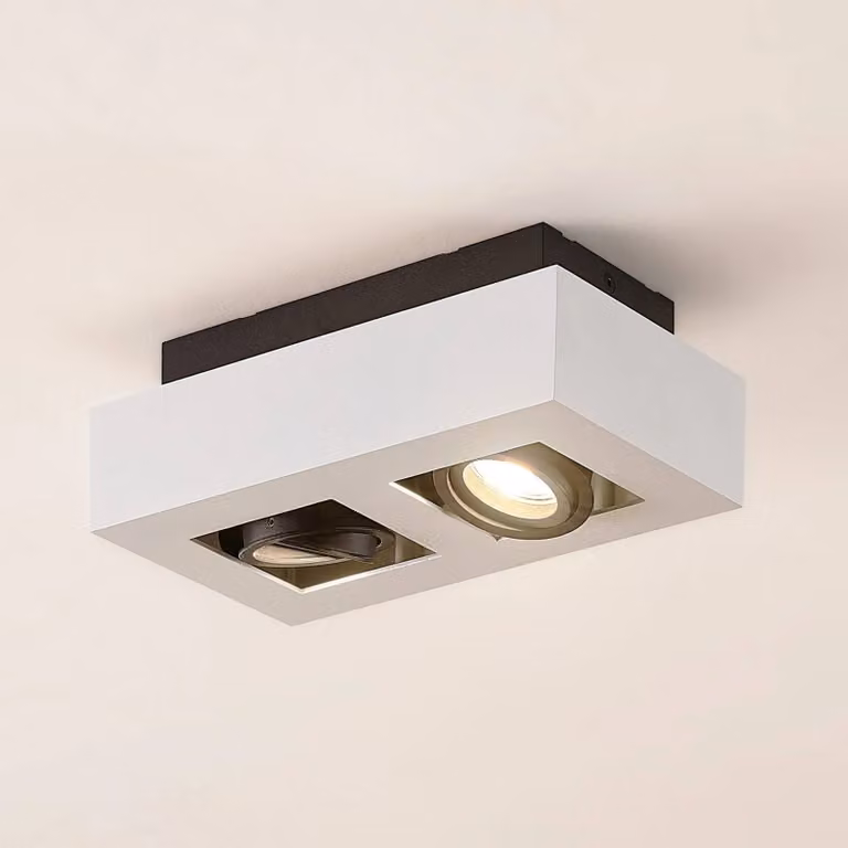 Arcchio faretto Vince, 25 cm, a 2 luci, bianco/nero, GU10 VINCE Arcchio, dimmerabile, Bianco / Opale, Corridoio, Alluminio, Moderno, Faretto