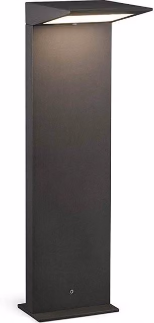 Paletto LED solare SOLEIL di Faro Barcelona, colore nero, con sensore crepuscolare e luce bianco caldo