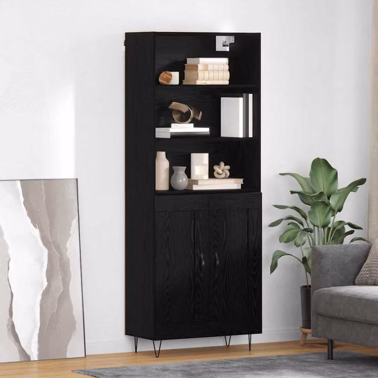 Set di 2 credenze vidaXL in stile industriale, colore nero, L/P/H: 69,5 x 34 x 180 cm