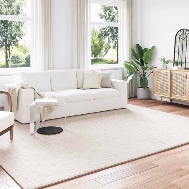 Tappeto moderno vidaXL beige in poliestere, lavabile e antiscivolo, L: 340 cm, P: 240 cm