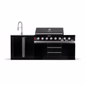Cucina da esterno BLACKBACK S3 barbecue a gas XXL con lavello, acciaio inox, nero