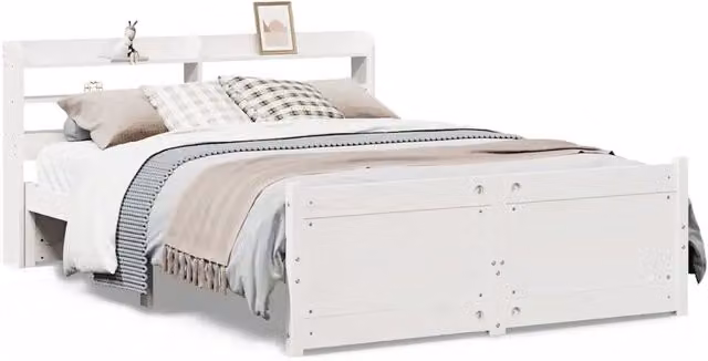 Letto matrimoniale | Letto per adulti | Giroletto con Testiera senza Materasso Bianco 140x190 cm
