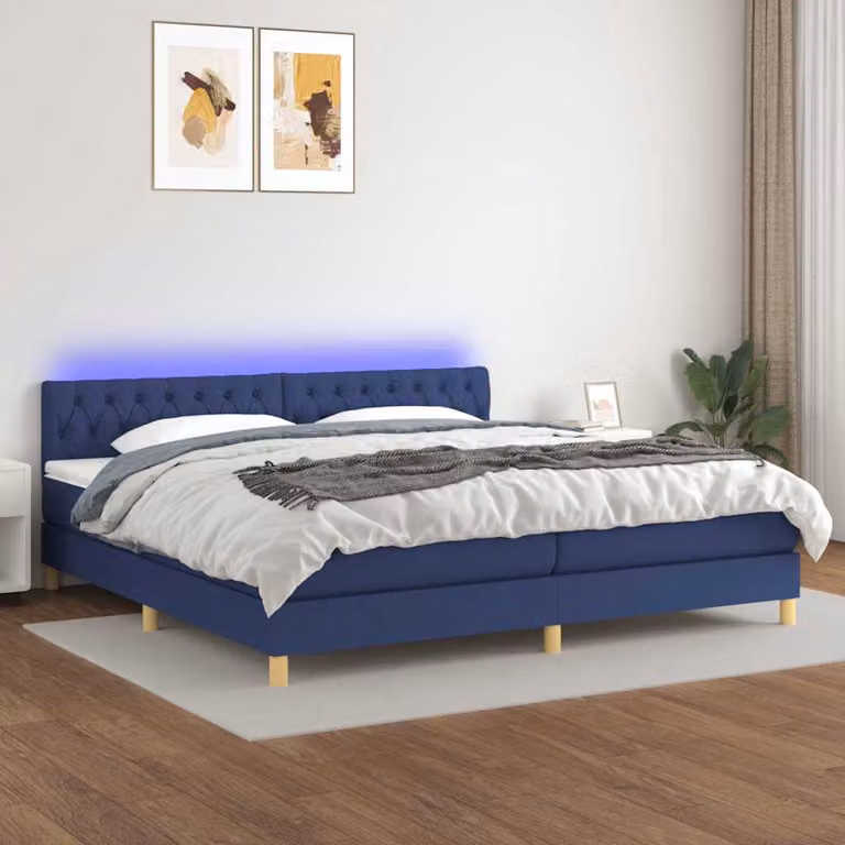 Letto Ibrido vidaXL con Materasso e Illuminazione LED Blu, L/P: 200 x 200 cm