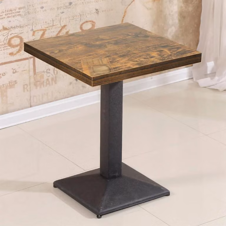 Tavolo bar e tavolo da pranzo - Tavolo in stile industriale quadrato, 60x60x75 cm - Piano in legno con gambe in ferro - Stile retrò vintage - Aspetto moderno in stile marocchino - Colore: marrone