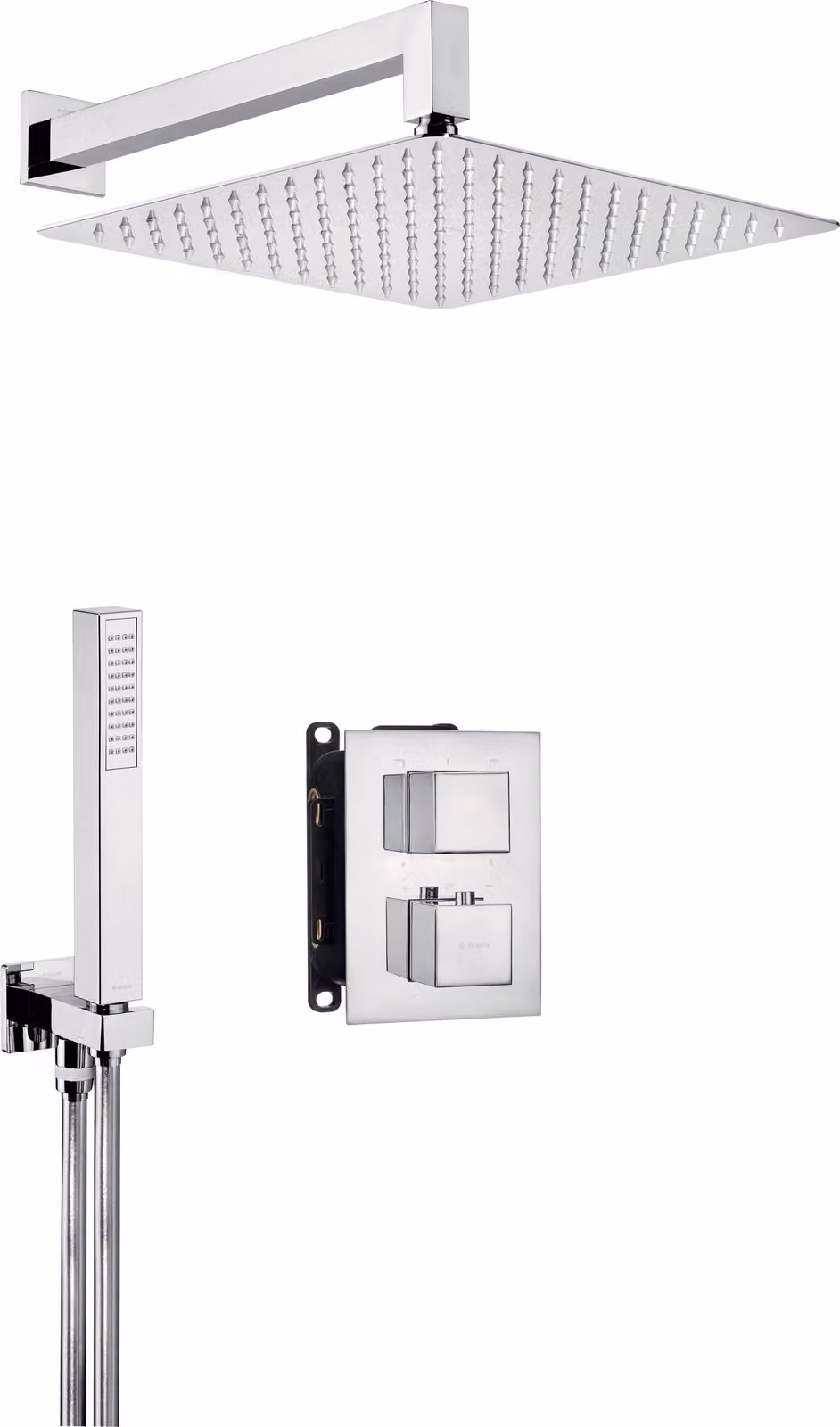 Set doccia a incasso, con box termostatico cromo