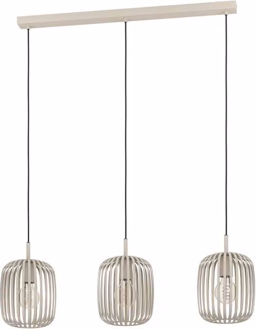 Lampada a sospensione Eglo Romazzina in metallo beige con 3 luci E27, L 90 cm x P 20 cm x H 110 cm