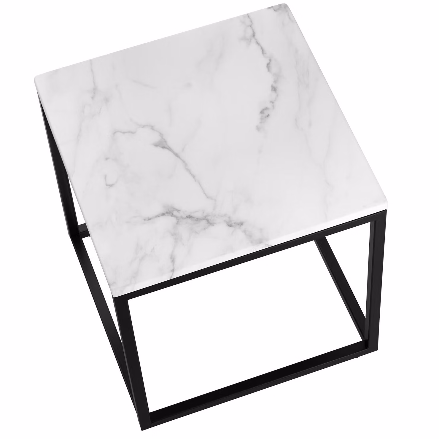 Tavolino da salotto quadrato Tectake con effetto marmo nero e bianco – 4