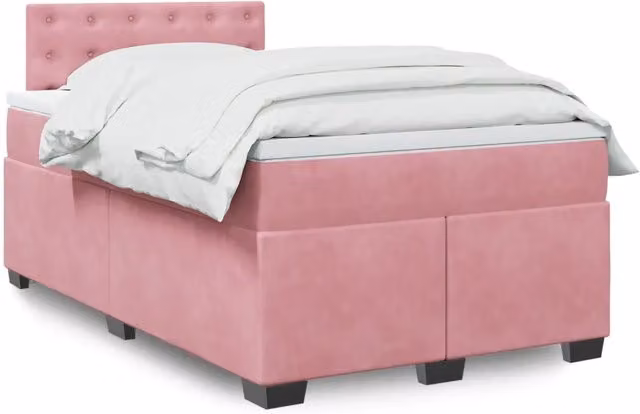 Giroletto a Molle con Materasso Rosa 120x190 cm in Velluto 3286275