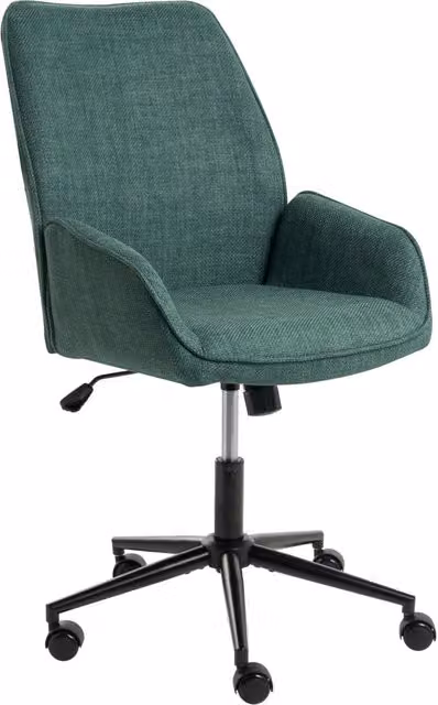 Sedia da ufficio Beliani verde con rivestimento in tessuto, girevole a 360 gradi, con braccioli e regolazione dell'altezza, ideale per home office e salotto